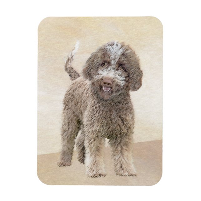 Lagotto Romagnolo Painting - Cute Original Dog Art Magnet (Vertical)
