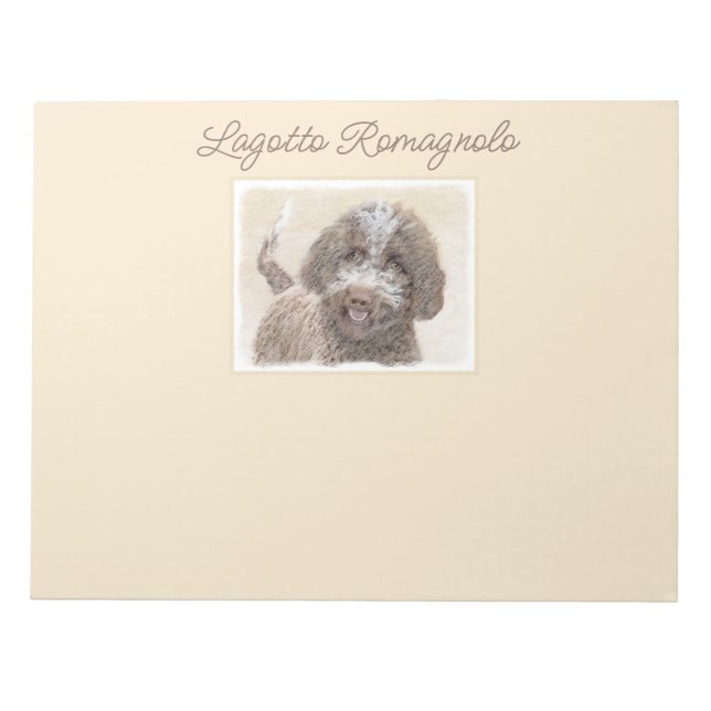 Lagotto Romagnolo Painting - Cute Original Dog Art Notepad (Front)