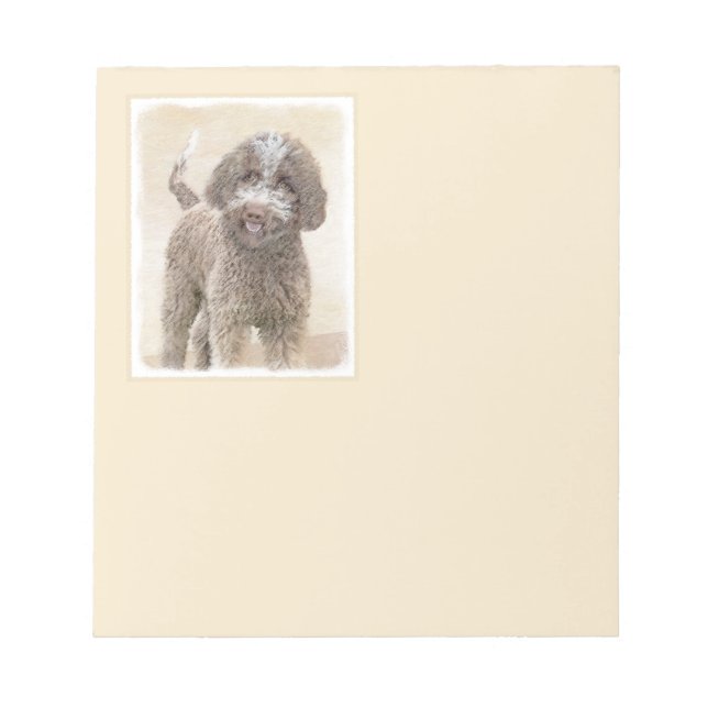Lagotto Romagnolo Painting - Cute Original Dog Art Notepad (Front)