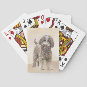 Lagotto Romagnolo Painting - Cute Original Dog Art Playing Cards