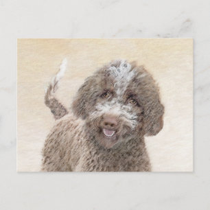 Lagotto Romagnolo Painting - Cute Original Dog Art Postcard
