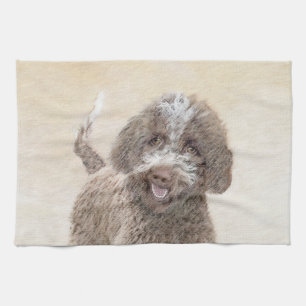 Lagotto Romagnolo Painting - Cute Original Dog Art Tea Towel