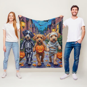 Lagotto Romagnolo Trick-or-Treating Halloween  Fleece Blanket