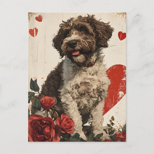 Lagotto Romagnolo Vintage Valentine's Day  Postcard (Front)