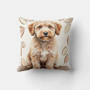 Lagotto Romagnolo Watercolor Organic Swirl Art Cushion