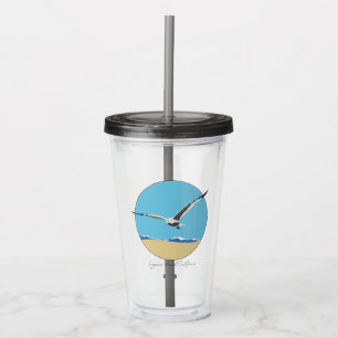 Laguna Beach, CA Sea Gull Flying over Beach Acrylic Tumbler