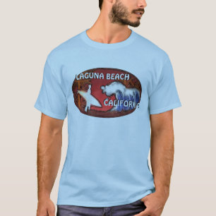 Laguna Beach California blue guys surfer art tee