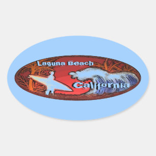 Laguna Beach California blue surfer art stickers