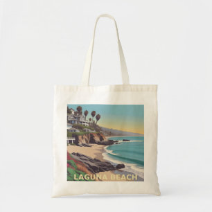 Laguna Beach California Graphic Art Retro Inspired Tote Bag
