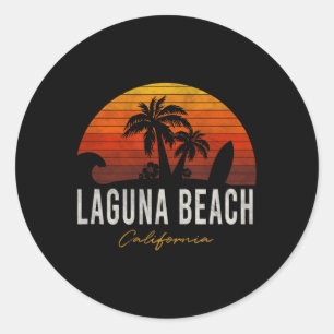 Laguna Beach California Palms Vacation Surf Sundow Classic Round Sticker