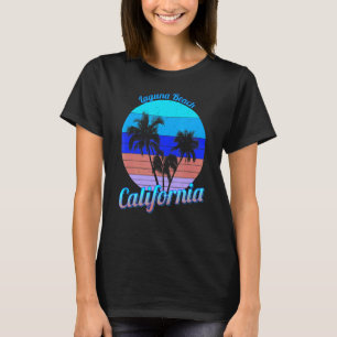 Laguna Beach California Retro Palm Trees Beach Sum T-Shirt