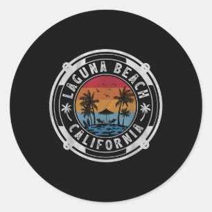 Laguna Beach California Summer Vacation Vintage Su Classic Round Sticker