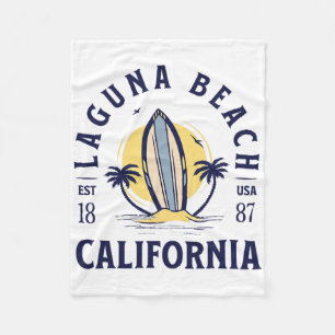 Laguna Beach California Surf Summer Vacation Vinta Fleece Blanket