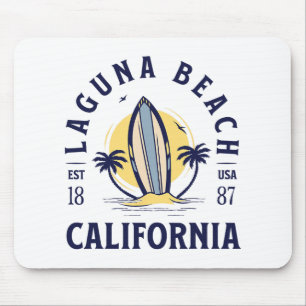 Laguna Beach California Surf Summer Vacation Vinta Mouse Pad