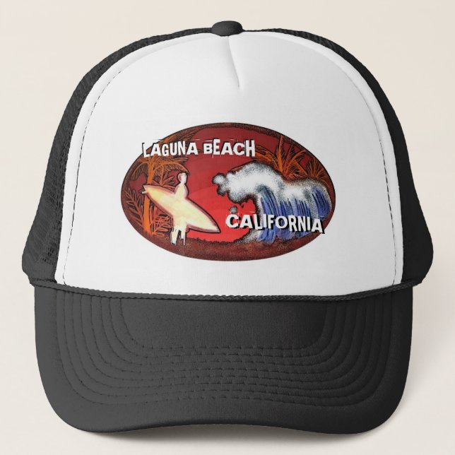 Laguna Beach California surfer waves art hat (Front)