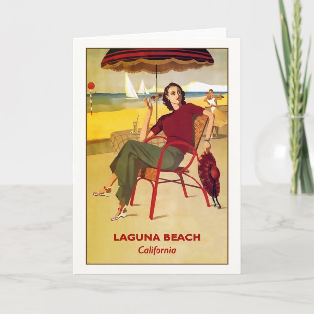 Laguna Beach, California Vintage Travel Poster Card (Front)
