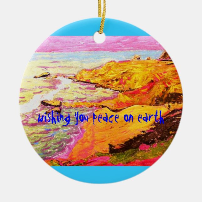 laguna beach cove Peace On Earth Ceramic Ornament (Front)