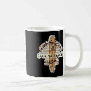 Laguna Beach Distressed Vintage Retro Surfboard Si Coffee Mug