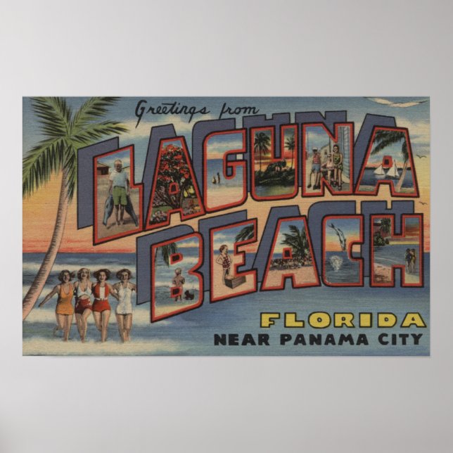 Laguna Beach, Florida - Large Letter Scenes Poster (Front)