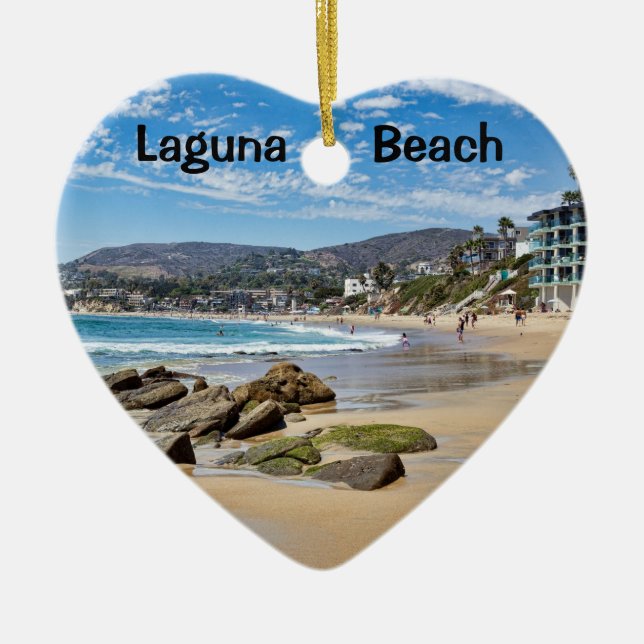 Laguna Beach Holiday Heart Ceramic Tree Decoration (Front)