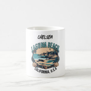 Laguna Beach Retro Vignette Personalised Coffee Mug