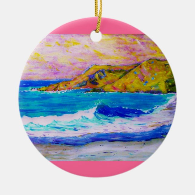 laguna beach splash ceramic ornament (Front)