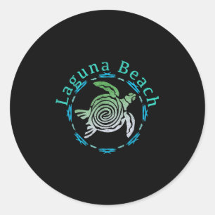 Laguna Beach Tee Vintage Tribal Turtle Classic Round Sticker