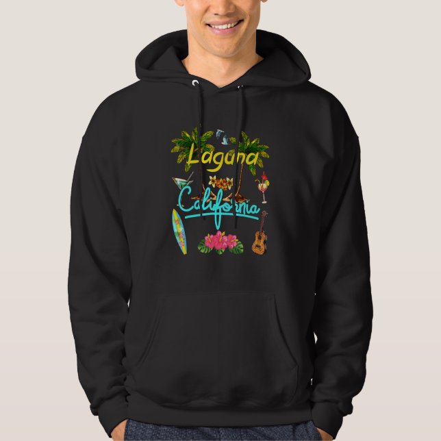 Laguna California Beach Summer Palm Surf Sun Set P Hoodie (Front)