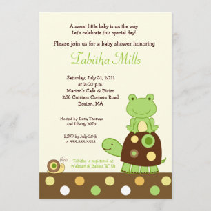 Laguna Frog & Turtle 5x7 Baby Shower Invitation #2