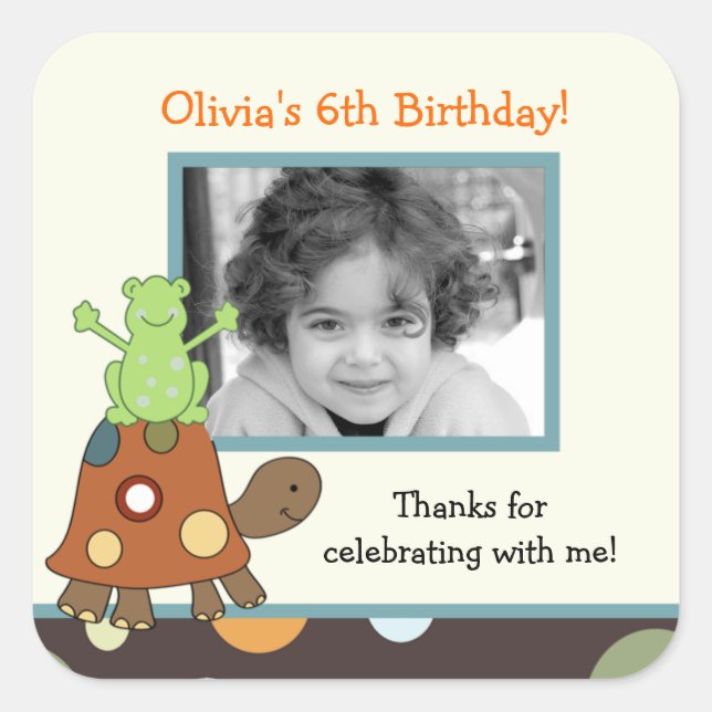 Laguna Frog & Turtle Photo SQUARE Favour Sticker (Front)