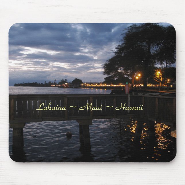 Lahaina City Lights at Sunset Mouse Pad (Front)