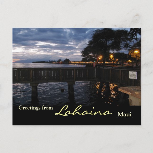 Lahaina City Lights at Sunset Postcard (Front)