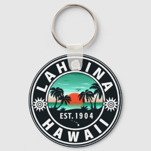 Lahaina Hawaii Beach Retro Sunset Souvenir 60s Key Ring
