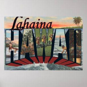 Lahaina, Hawaii - Large Letter Scenes Poster