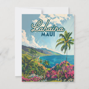 Lahaina Maui Hawaii Beach Coast Retro Card