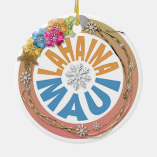 Lahaina Maui Hawaii hibiscus holiday ornament