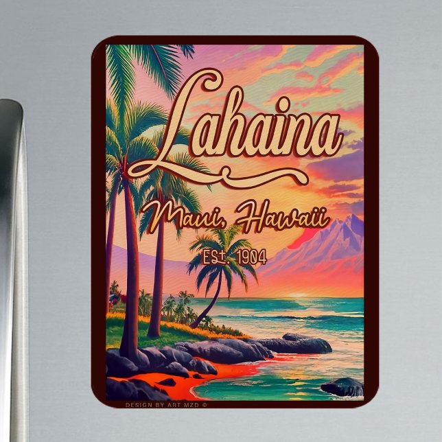 Lahaina Maui Hawaii Retro Sunset Souvenir 1950s Magnet (Creator Uploaded)