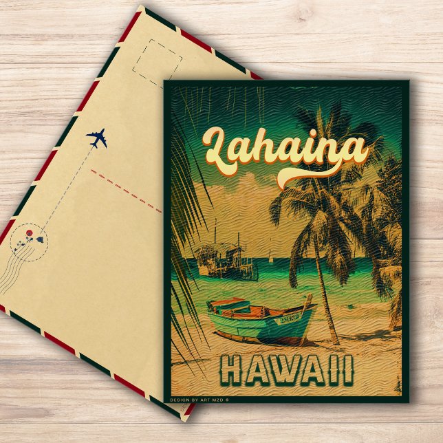 Lahaina Maui Hawaii Retro Sunset Souvenir 1950s Postcard (Creator Uploaded)