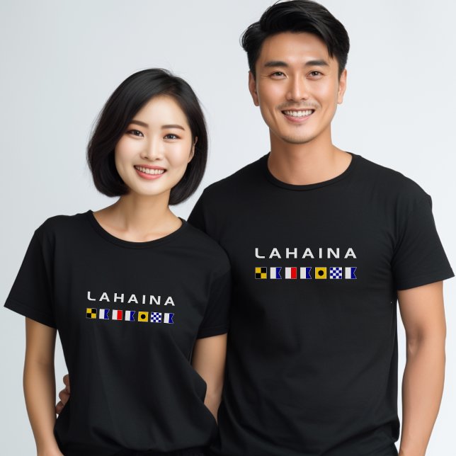 Lahaina Maui Nautical Maritime Signal Flags Dark T-Shirt (Creator Uploaded)
