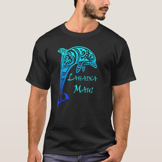 Lahaina Maui Tribal Dolphin Polynesian Tattoo Styl T-Shirt (Front)