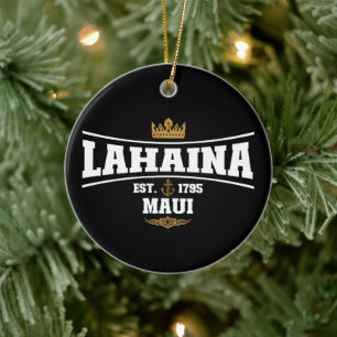 Lahaina Maui Vintage Boat Anchor Flag 1795 Gifts Ceramic Ornament
