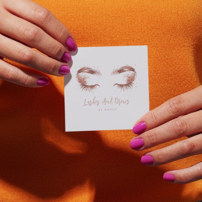 Lahes and brows Rose gold glitter  Square Business Card (Creator Uploaded)