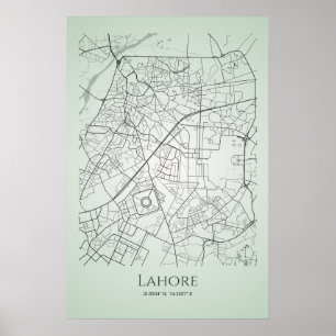 Lahore Map Poster   Lahore City Road Map