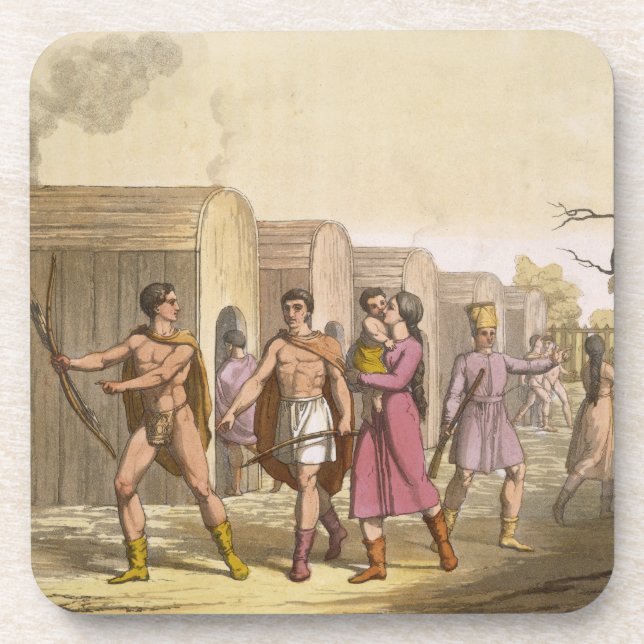 Lahoutan Indians, Canada (colour engraving) Coaster (Front)
