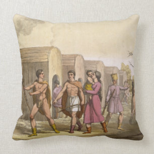 Lahoutan Indians, Canada (colour engraving) Cushion