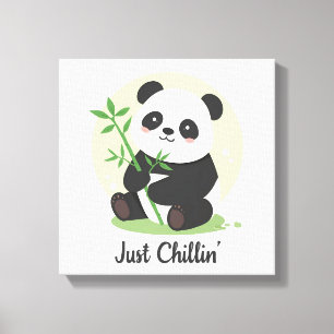 Laid-Back Animal with Bamboo Leaves Canvas Print