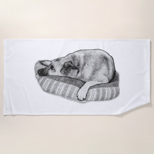 Laid-Back Days, Pup Beach Art Towel