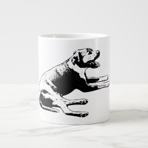 Laid-Back Grin—Pitbull Mix Side Portrait Large Coffee Mug