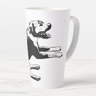 Laid-Back Grin—Pitbull Mix Side Portrait Latte Mug