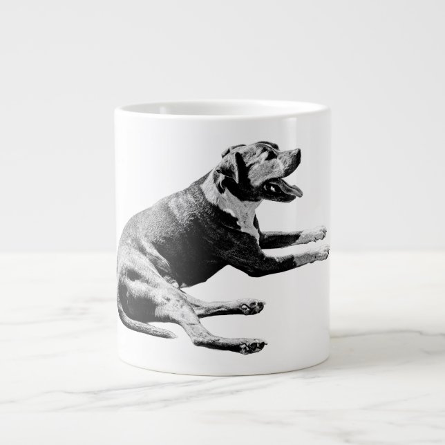Laid-Back Pitbull Mix—Monochrome Lounge Large Coffee Mug (Front)